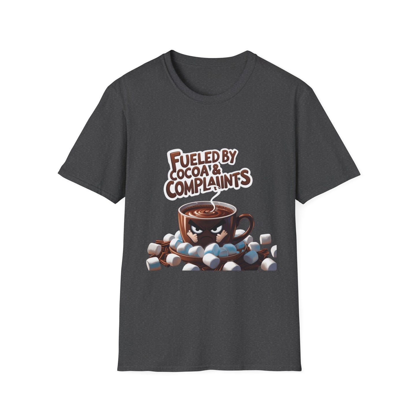 Cocoa Complaints: Grumpy Mug Illustration, Digital Humor Art---Cozy Reader T-Shirt