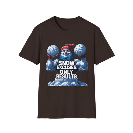 Snow Excuses: Winter Fitness Motivation, Muscular Snowman Illustration---Cozy Reader T-Shirt