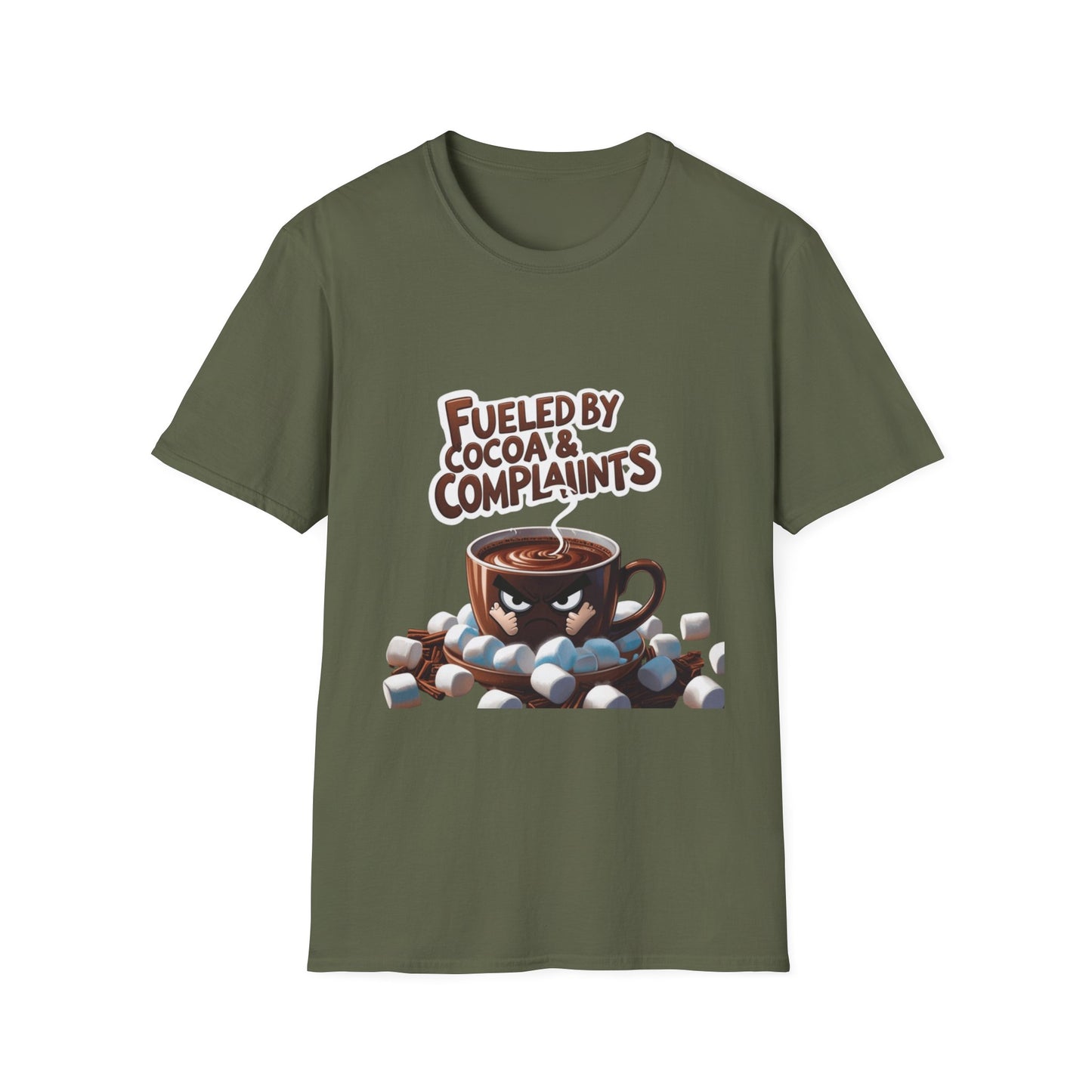 Cocoa Complaints: Grumpy Mug Illustration, Digital Humor Art---Cozy Reader T-Shirt