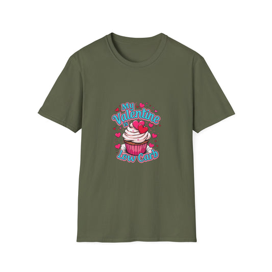 My Valentine is Low Carb: Cupcake Valentine's Day Art, Pop Art Illustration with Heart Design-- Valentines Gift Tee