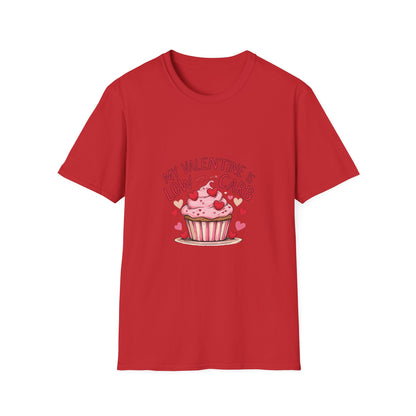 My Valentine is Low Card: Valentine's Day Cupcake Design, Hand-Drawn Illustration Style, Romantic Dessert Artwork-- Valentines Gift Tee