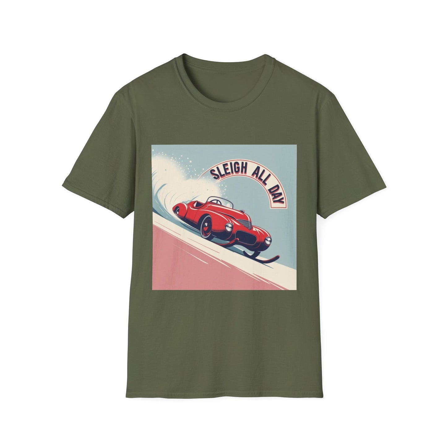 Sleigh All Day: Vintage Car Racing Through Winter, Retro Automotive Art Poster---Cozy Reader T-Shirt