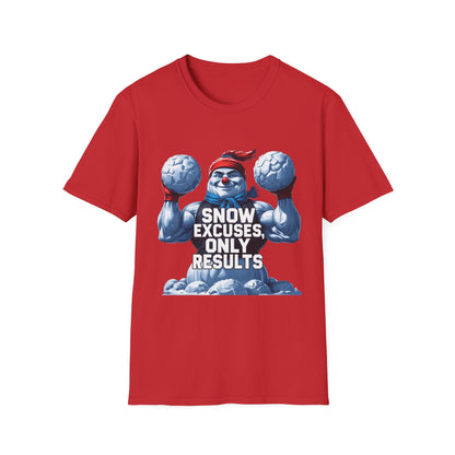 Snow Excuses: Winter Fitness Motivation, Muscular Snowman Illustration---Cozy Reader T-Shirt