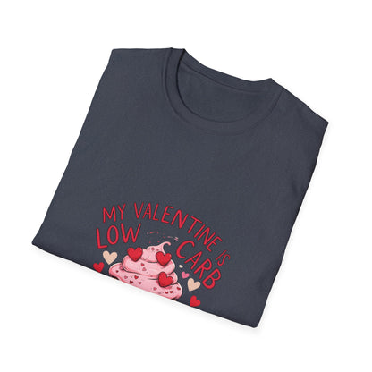 My Valentine is Low Card: Valentine's Day Cupcake Design, Hand-Drawn Illustration Style, Romantic Dessert Artwork-- Valentines Gift Tee