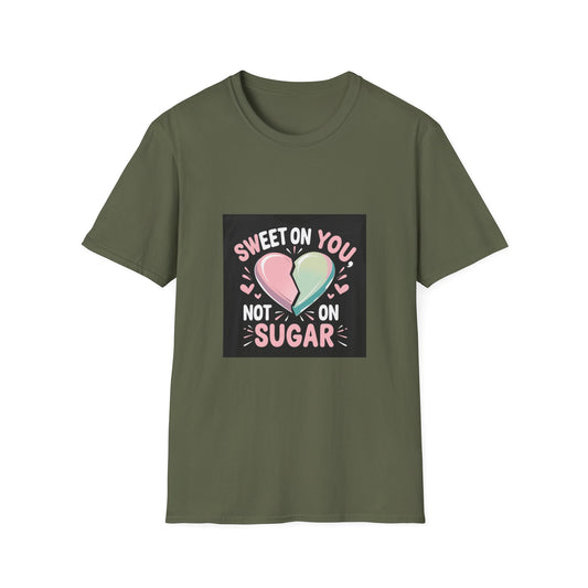 Sweet On You, Not On Sugar: Health-Conscious Love Design, Romantic Typography Art, Diabetes Awareness Illustration-- Valentines Gift Tee