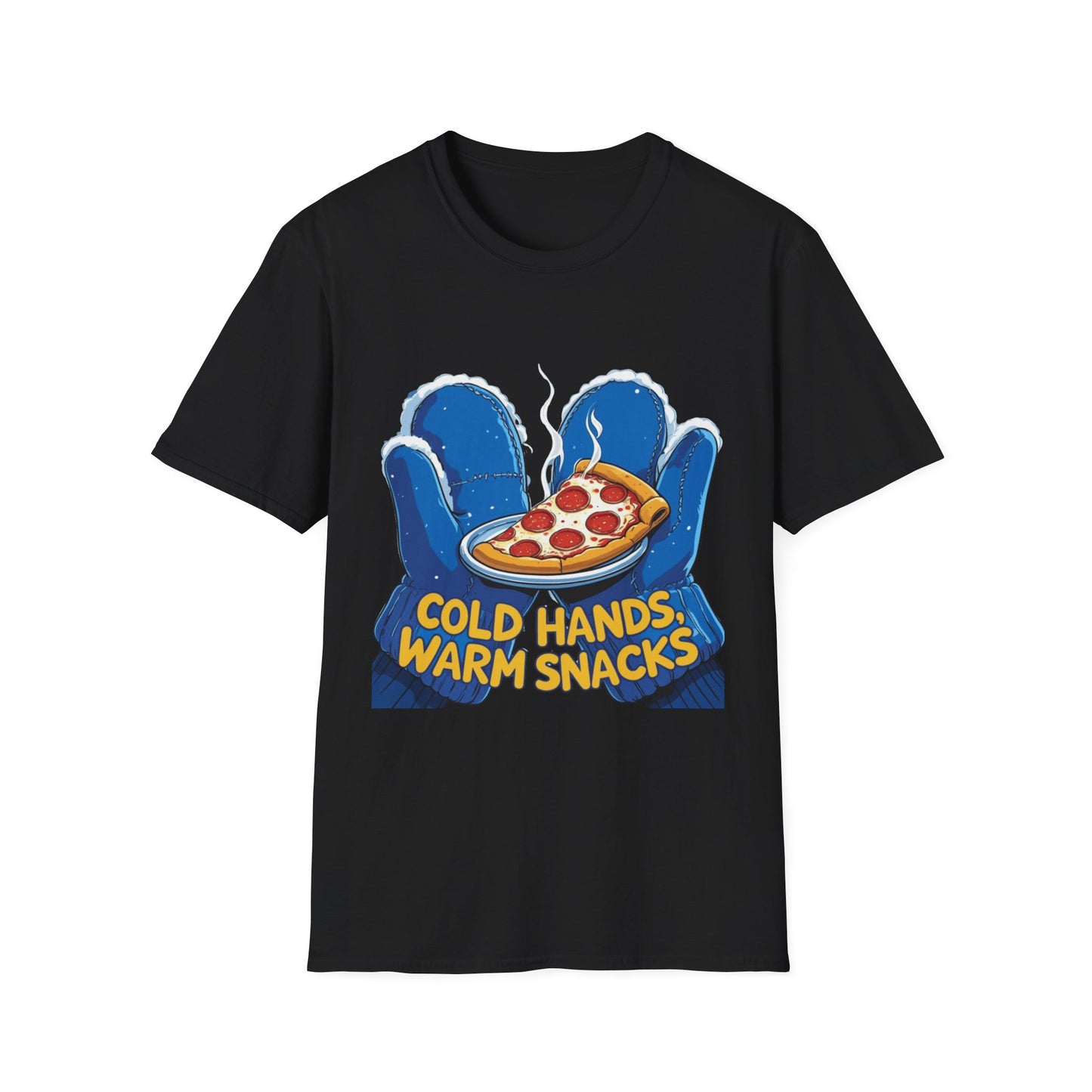Cold Hands, Warm Slice: Winter Comfort Pizza, Cartoonish Food Illustration---Cozy Reader T-Shirt