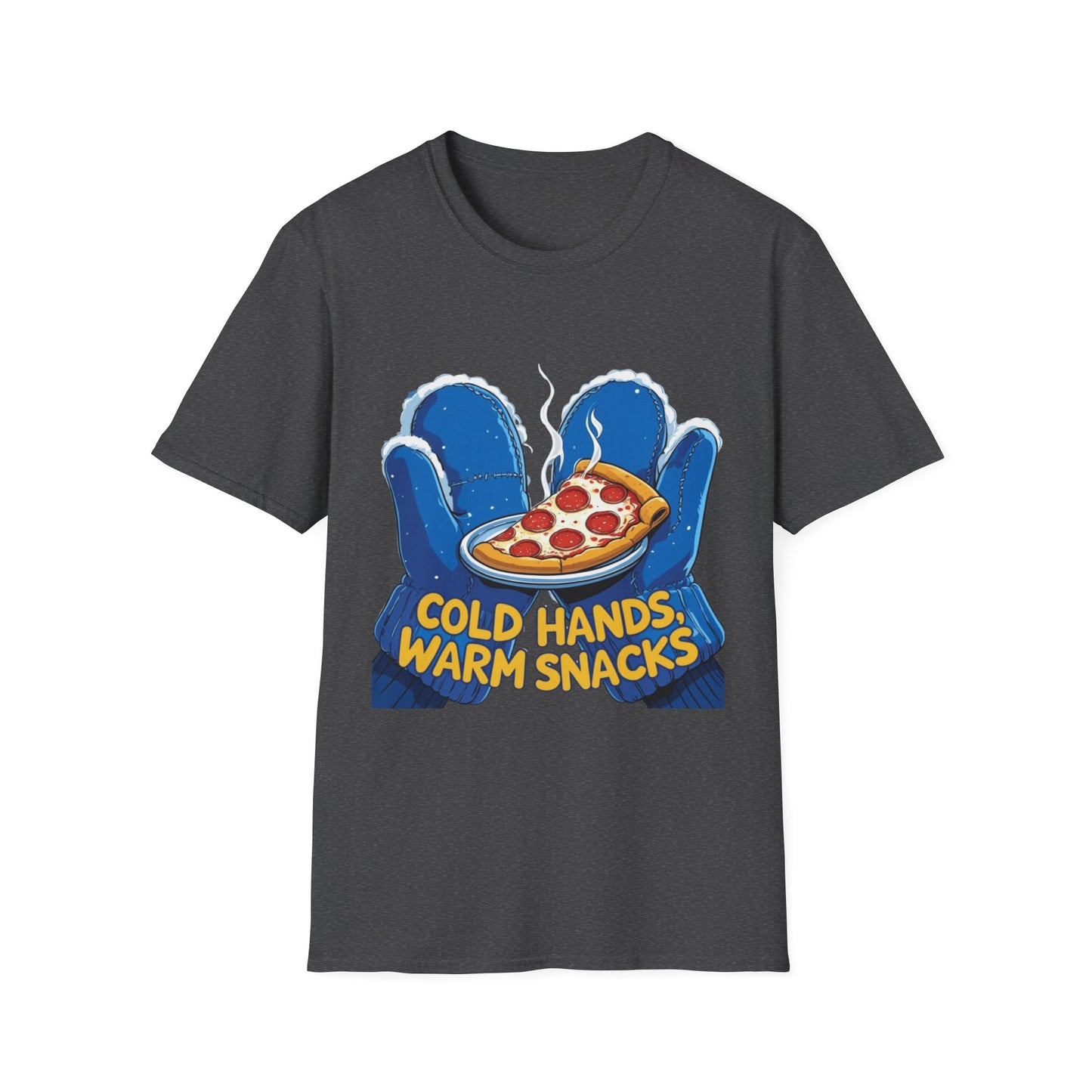 Cold Hands, Warm Slice: Winter Comfort Pizza, Cartoonish Food Illustration---Cozy Reader T-Shirt