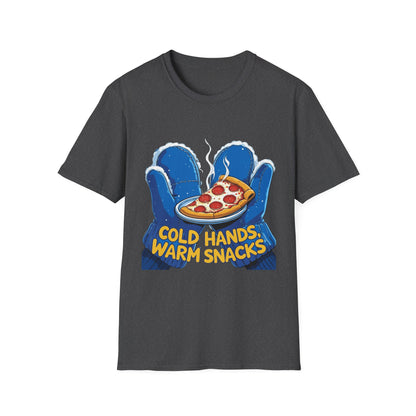 Cold Hands, Warm Slice: Winter Comfort Pizza, Cartoonish Food Illustration---Cozy Reader T-Shirt