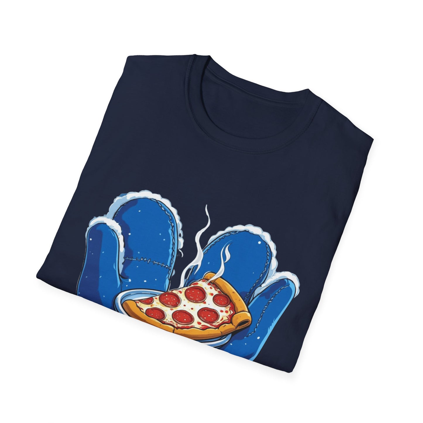 Cold Hands, Warm Slice: Winter Comfort Pizza, Cartoonish Food Illustration---Cozy Reader T-Shirt
