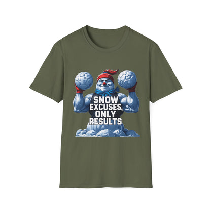 Snow Excuses: Winter Fitness Motivation, Muscular Snowman Illustration---Cozy Reader T-Shirt