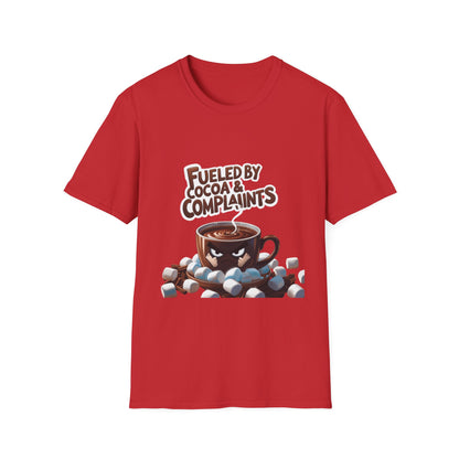 Cocoa Complaints: Grumpy Mug Illustration, Digital Humor Art---Cozy Reader T-Shirt