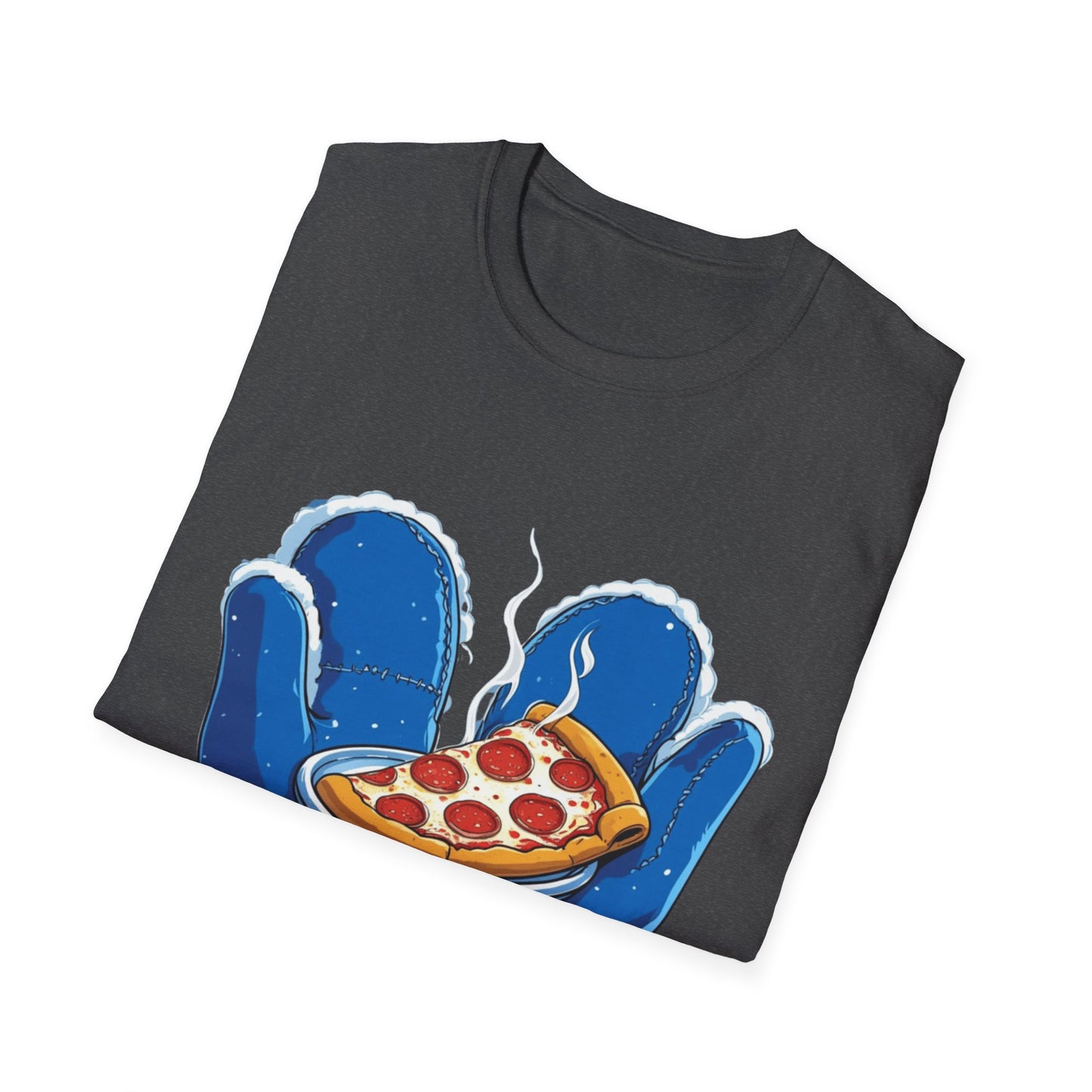 Cold Hands, Warm Slice: Winter Comfort Pizza, Cartoonish Food Illustration---Cozy Reader T-Shirt