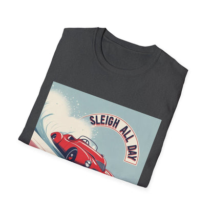 Sleigh All Day: Vintage Car Racing Through Winter, Retro Automotive Art Poster---Cozy Reader T-Shirt