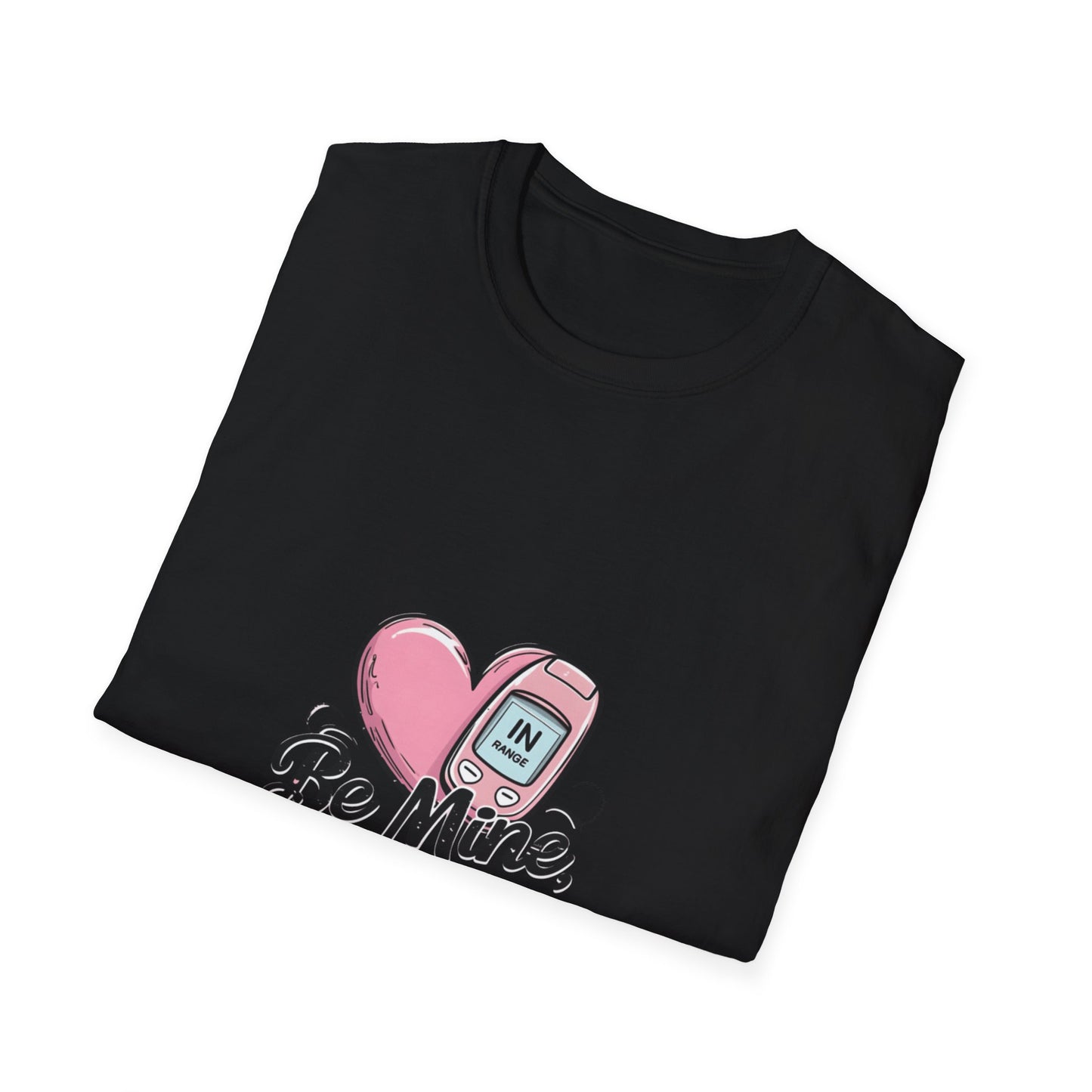 Be Mine, Stay in Range: Y2K Retro Phone Aesthetic, Neon Glow Typography, Vintage Mobile Device Illustration-- Valentines Gift Tee