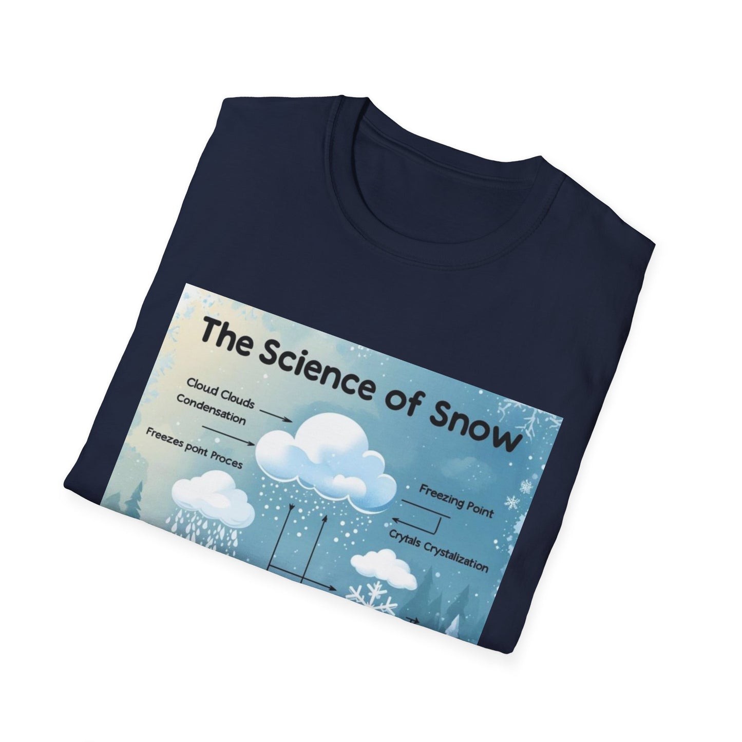 The Science of Snow: Snowflake Formation Explained, Winter Landscape Infographic---Cozy Reader T-Shirt