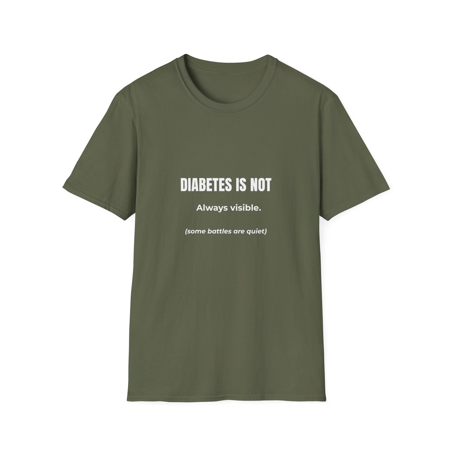 Invisible Battle: Diabetes Awareness Campaign, Minimalist Typography Design--Diabetes is not T-shirt