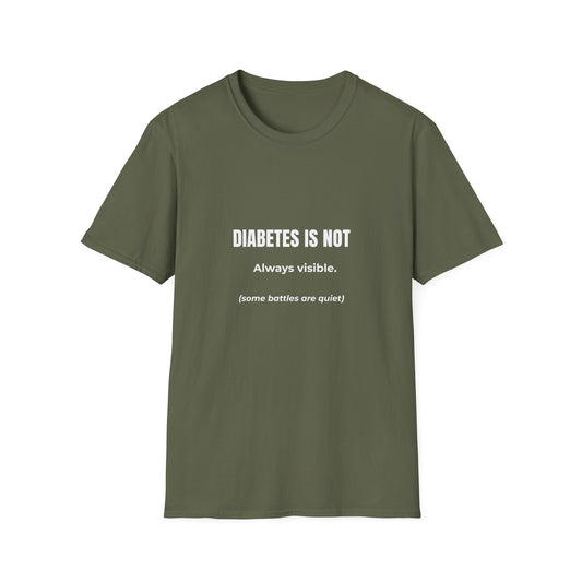 Invisible Battle: Diabetes Awareness Campaign, Minimalist Typography Design--Diabetes is not T-shirt