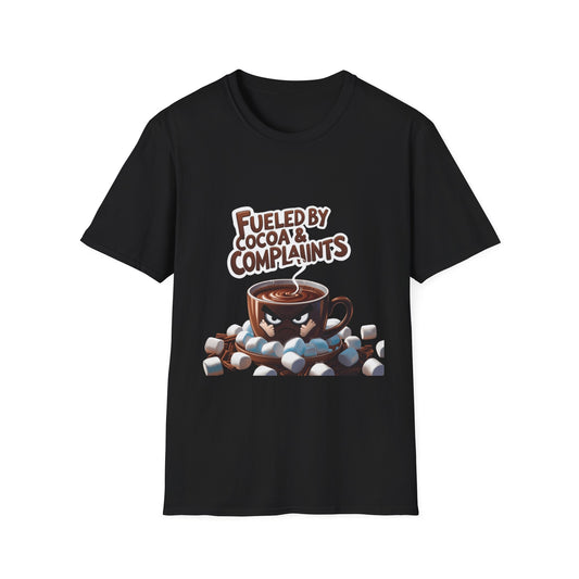 Cocoa Complaints: Grumpy Mug Illustration, Digital Humor Art---Cozy Reader T-Shirt
