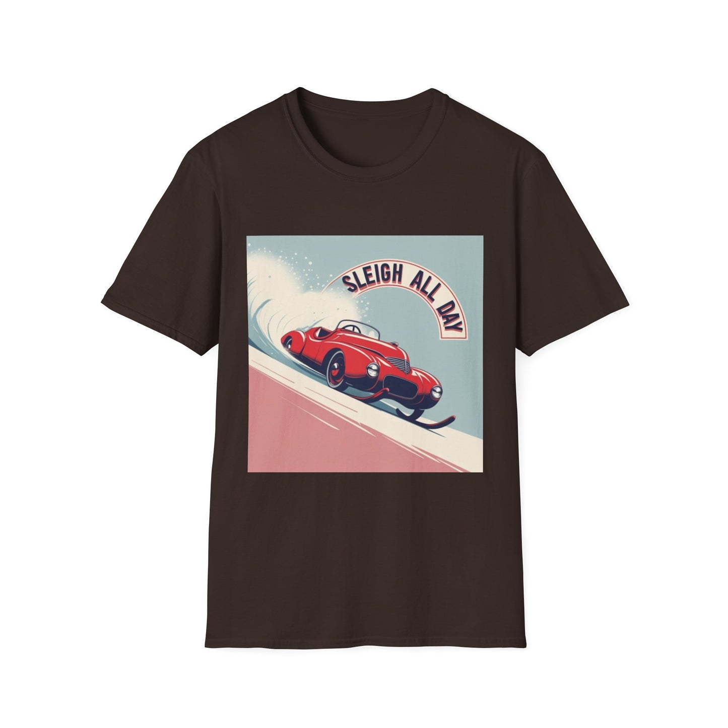 Sleigh All Day: Vintage Car Racing Through Winter, Retro Automotive Art Poster---Cozy Reader T-Shirt
