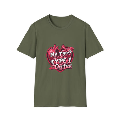My Type 1 Denial: Anatomical Organ Illustration, Digital Art Typography, Medical Humor Graphic Design-- Valentines Gift Tee