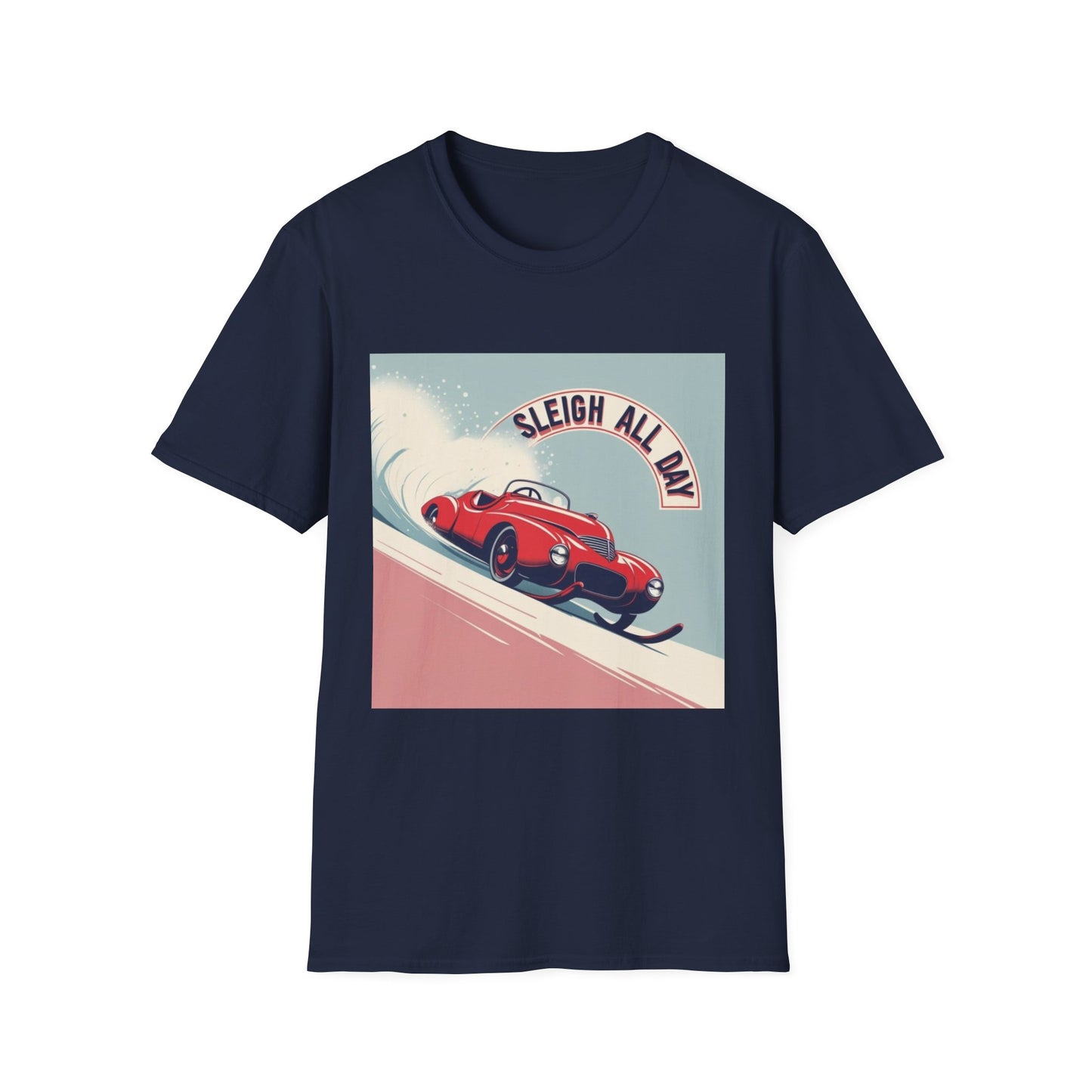 Sleigh All Day: Vintage Car Racing Through Winter, Retro Automotive Art Poster---Cozy Reader T-Shirt