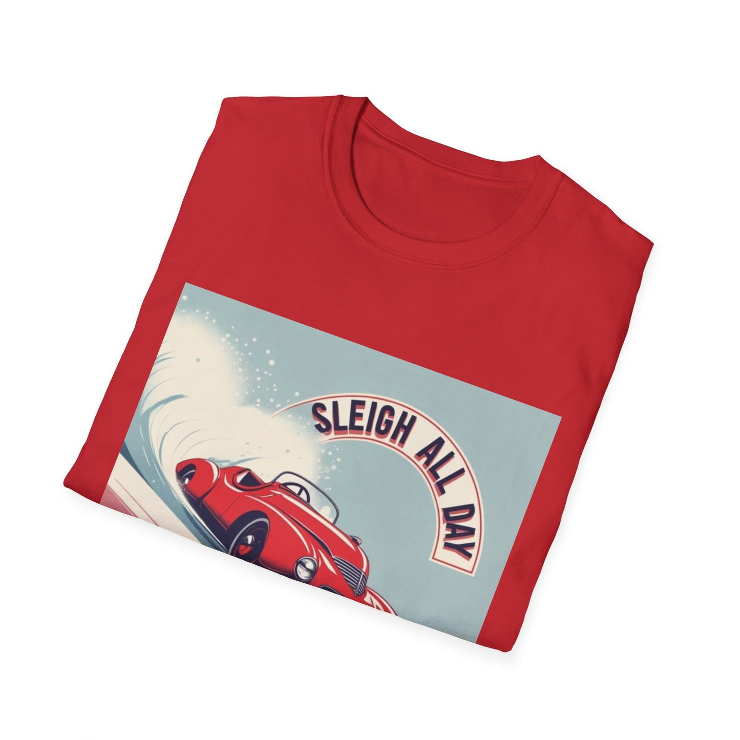 Sleigh All Day: Vintage Car Racing Through Winter, Retro Automotive Art Poster---Cozy Reader T-Shirt