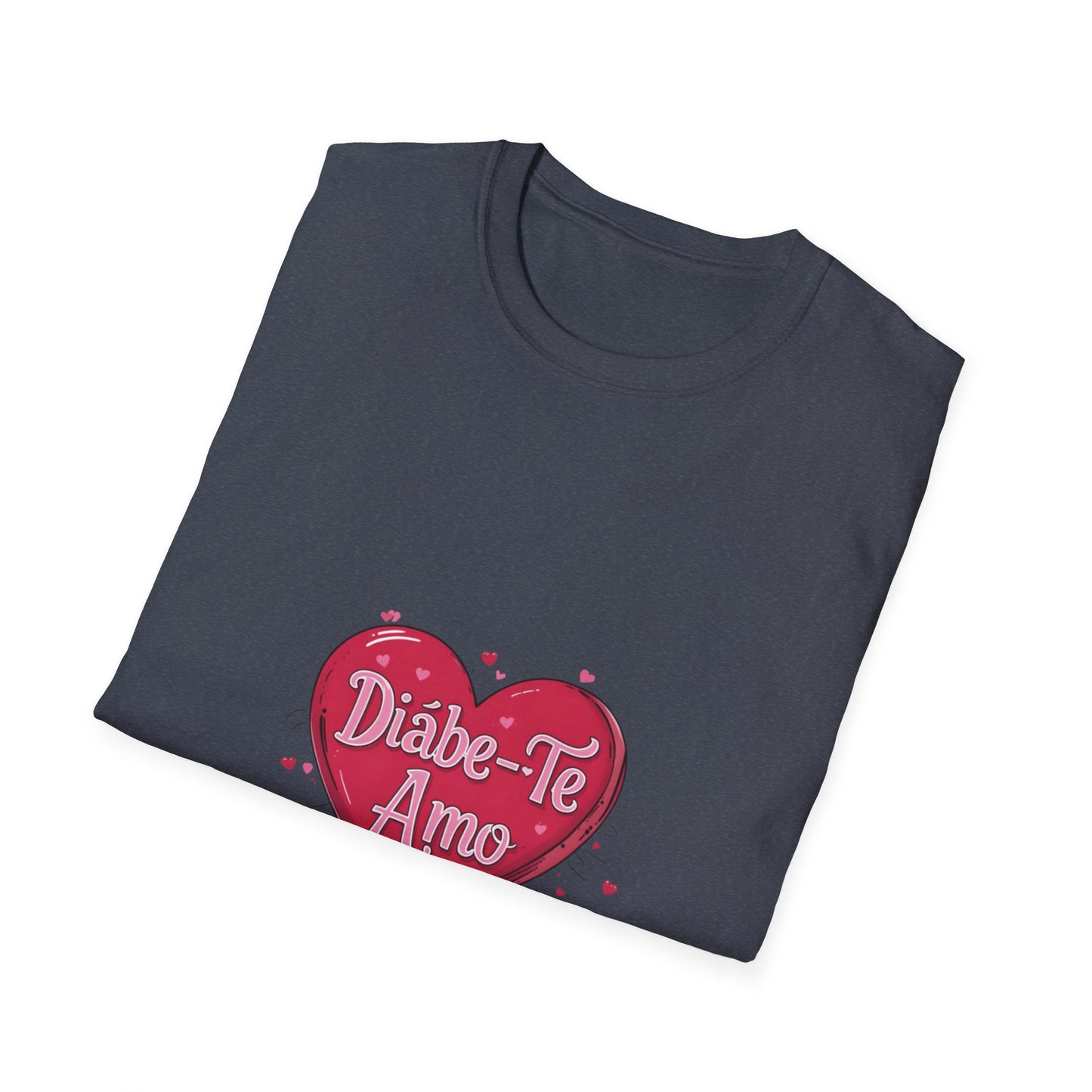 Diabe-Te Amo: Portuguese Love Declaration, Heart-Shaped Typography Art, Romantic Vector Illustration-- Valentines Gift Tee