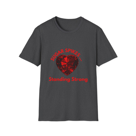 Sugar Spikes Standing Strong: Resilience Symbol Heart Gem, Motivational Diamond Illustration, Strength Awareness Campaign Art--- Valentine Gift Tee