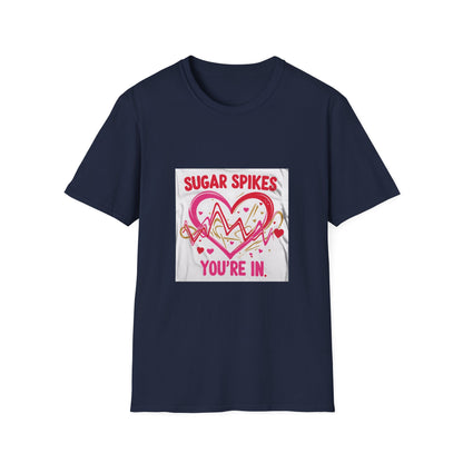 Sugar Spikes You're In: Love Heartbeat Design, Romantic Valentine's Day Apparel Graphic-- Valentines Gift Tee