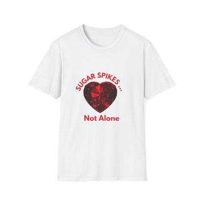 Sugar Spikes Not Alone: Diabetes Awareness Campaign, Crystalline Heart Symbol Support Poster--- Valentine Gift Tee
