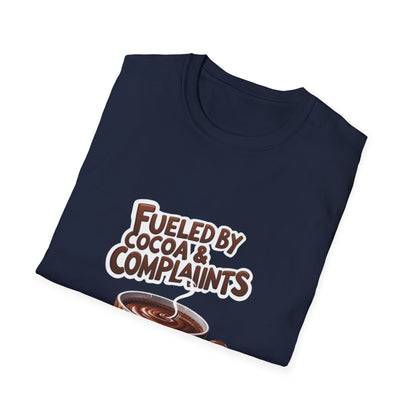 Cocoa Complaints: Grumpy Mug Illustration, Digital Humor Art---Cozy Reader T-Shirt