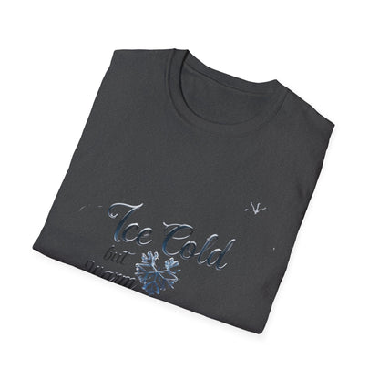 Crystalline Emotions: Winter Typography Design, Metallic Snowflake Graphic---Cozy Reader T-Shirt