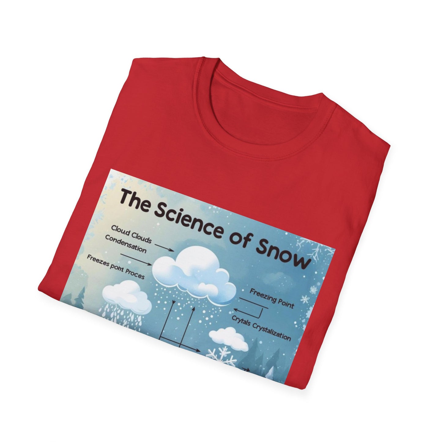 The Science of Snow: Snowflake Formation Explained, Winter Landscape Infographic---Cozy Reader T-Shirt