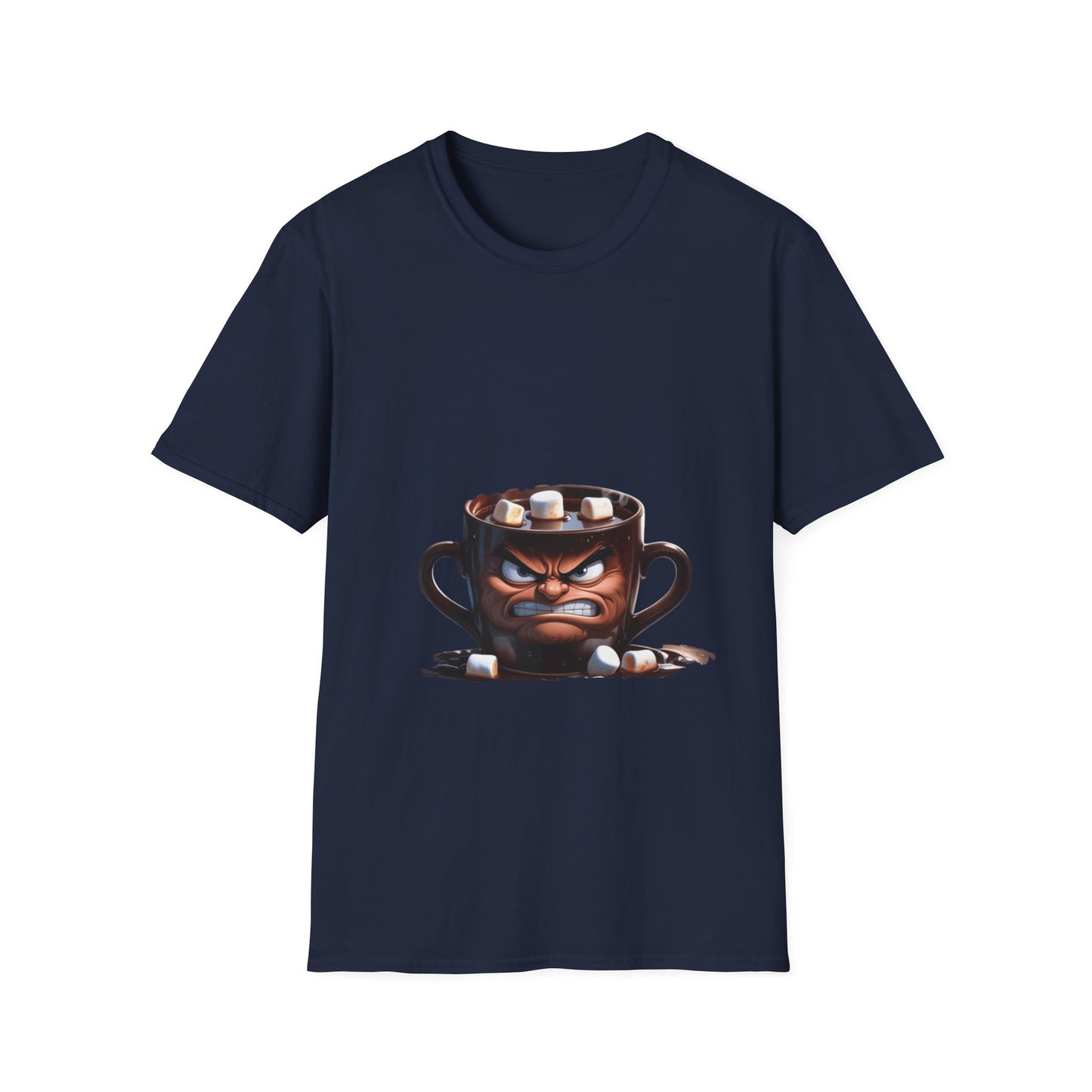 Marshmallow Mug Mayhem: Angry Ceramic Character, Whimsical 3D Illustration---Cozy Reader T-Shirt