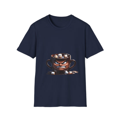 Marshmallow Mug Mayhem: Angry Ceramic Character, Whimsical 3D Illustration---Cozy Reader T-Shirt