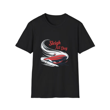 Sleigh Velocity: Graphic Motion Design, High-Speed Holiday Illustration---Cozy Reader T-Shirt