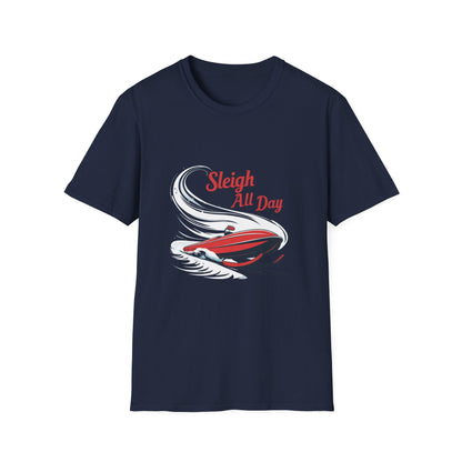 Sleigh Velocity: Graphic Motion Design, High-Speed Holiday Illustration---Cozy Reader T-Shirt