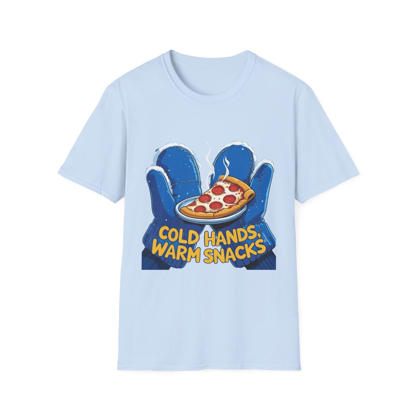 Cold Hands, Warm Slice: Winter Comfort Pizza, Cartoonish Food Illustration---Cozy Reader T-Shirt