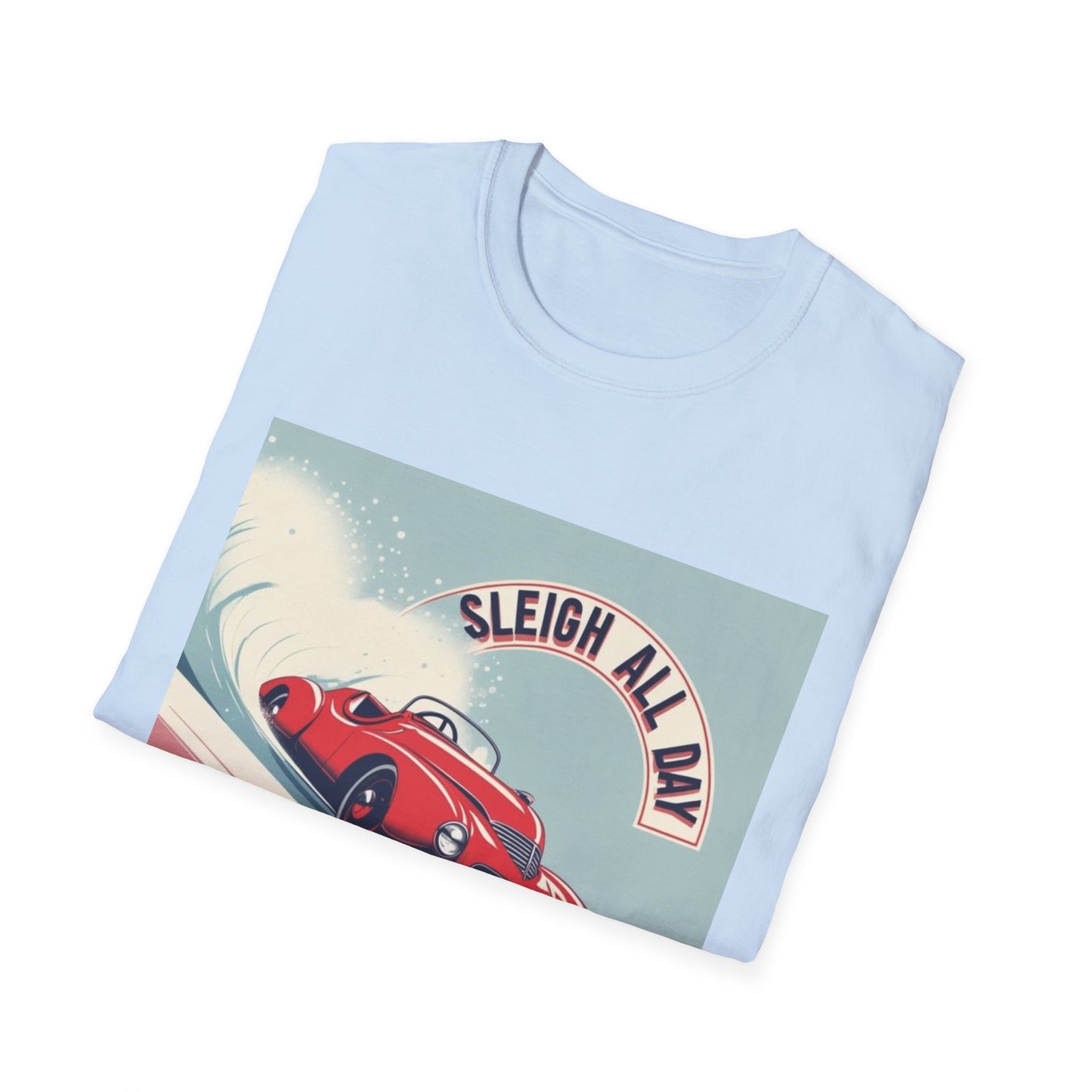 Sleigh All Day: Vintage Car Racing Through Winter, Retro Automotive Art Poster---Cozy Reader T-Shirt