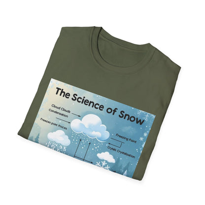 The Science of Snow: Snowflake Formation Explained, Winter Landscape Infographic---Cozy Reader T-Shirt