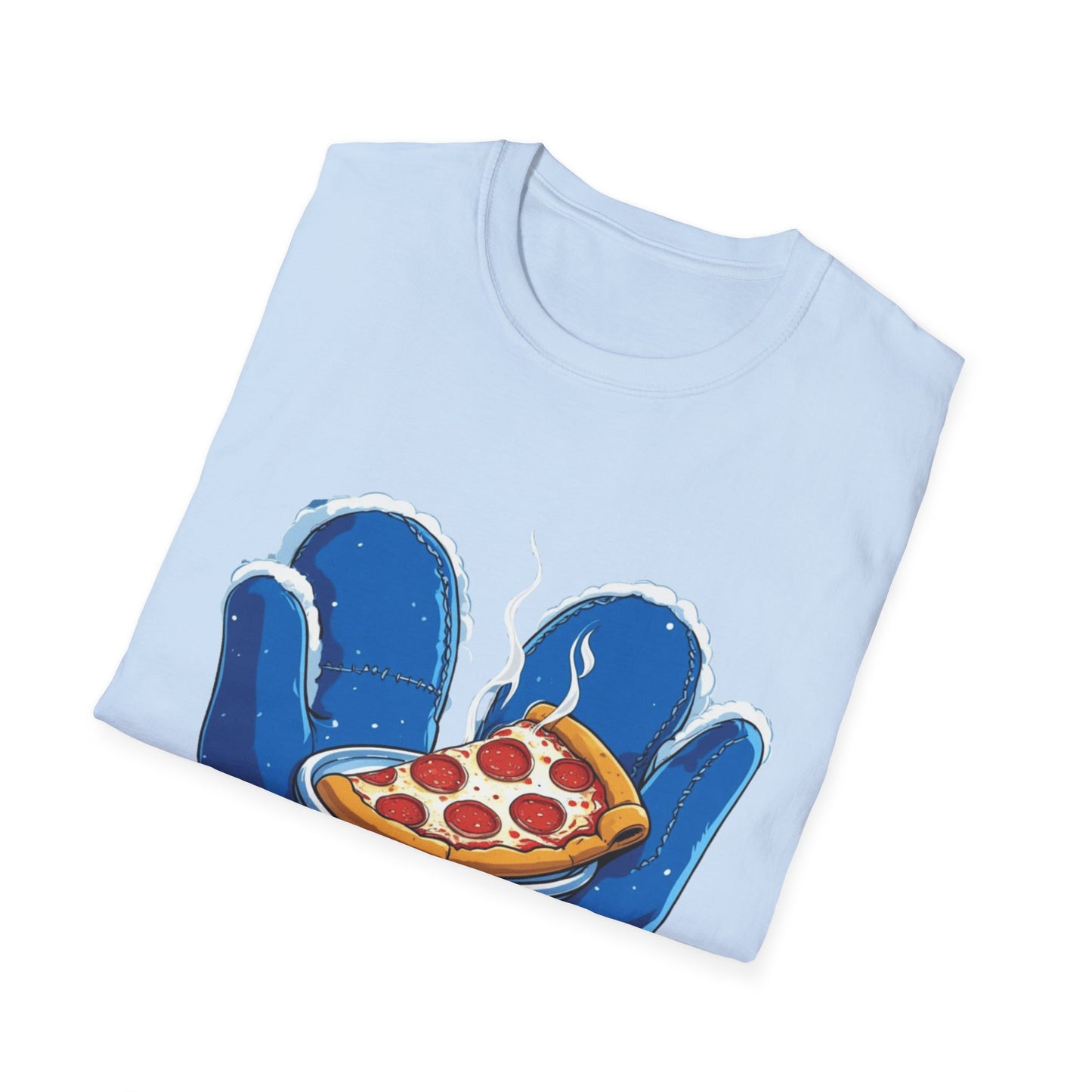 Cold Hands, Warm Slice: Winter Comfort Pizza, Cartoonish Food Illustration---Cozy Reader T-Shirt