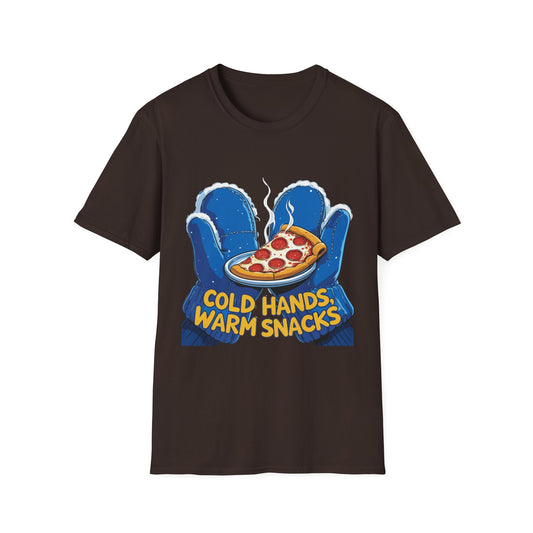 Cold Hands, Warm Slice: Winter Comfort Pizza, Cartoonish Food Illustration---Cozy Reader T-Shirt