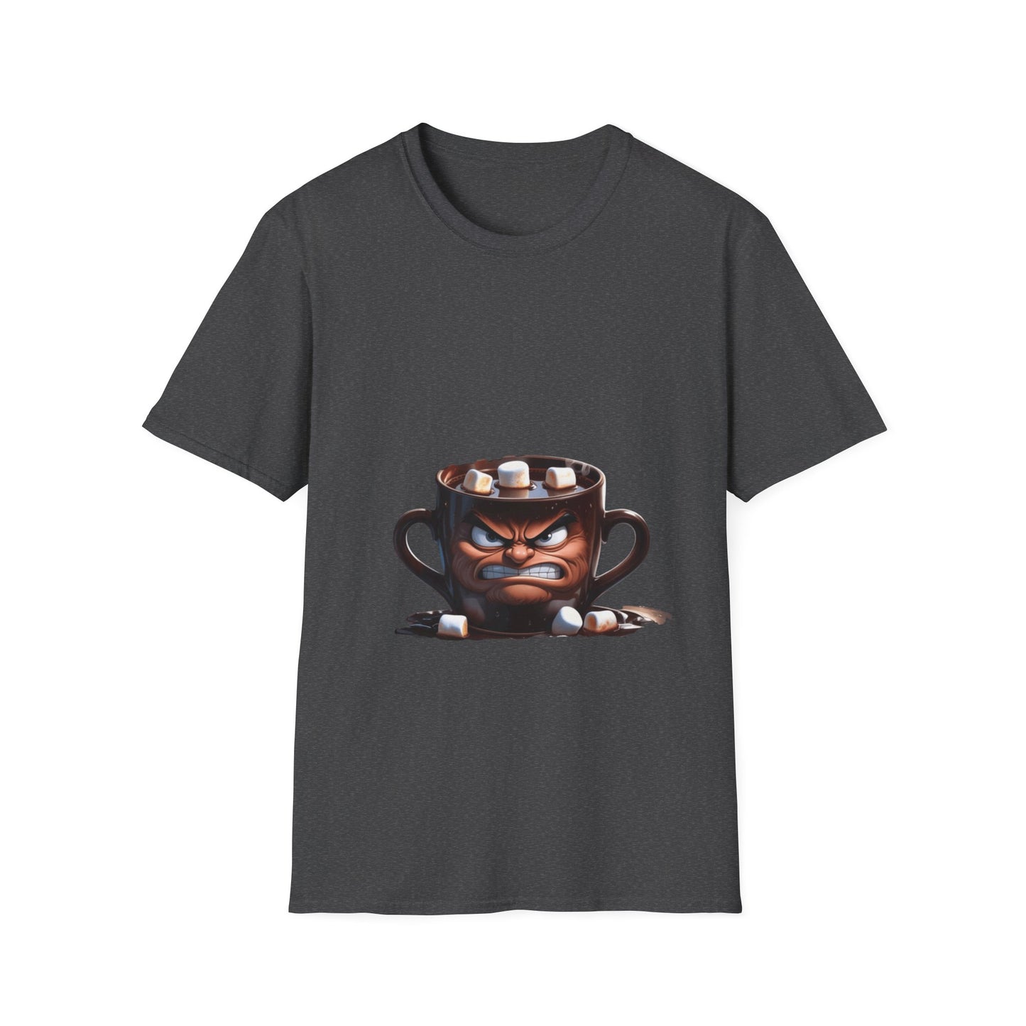 Marshmallow Mug Mayhem: Angry Ceramic Character, Whimsical 3D Illustration---Cozy Reader T-Shirt