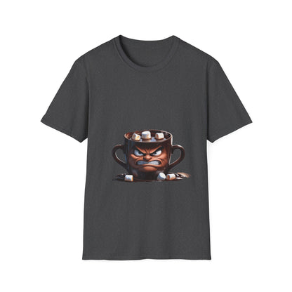 Marshmallow Mug Mayhem: Angry Ceramic Character, Whimsical 3D Illustration---Cozy Reader T-Shirt