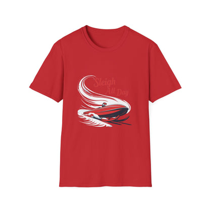 Sleigh Velocity: Graphic Motion Design, High-Speed Holiday Illustration---Cozy Reader T-Shirt